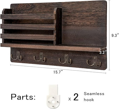Dahey Wall Mounted Mail Holder Wooden Key Holder Rack Mail Sorter Organizer - Image 7