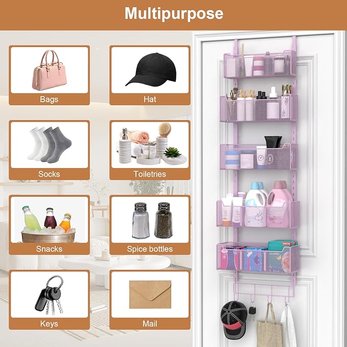 VyGrow Over The Door Organizer, Metal Door Organizer Hanging - Image 8