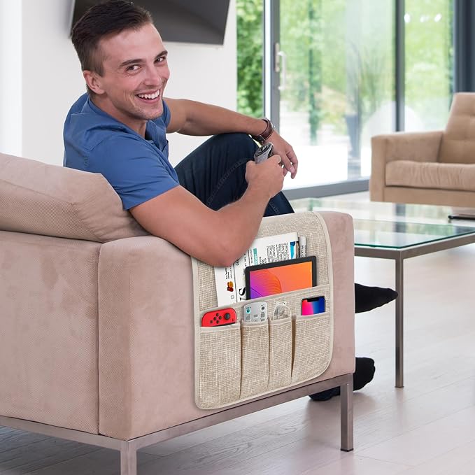 Couch Armrest Remote Control Holder, Couch Caddy Gifts - Image 2