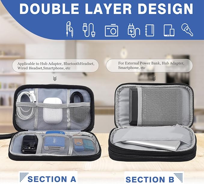 CAAORDKSO Electronics Organizer Travel Bag, Small Cable Organizer Case - Image 6