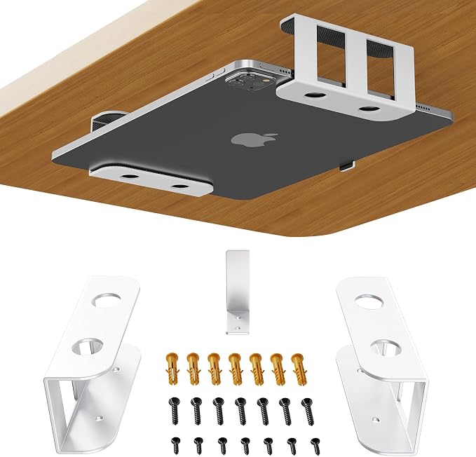 BYMECOST Under Desk Laptop Mount, Metal Under Desk Storage Holder, by BYMECOST
