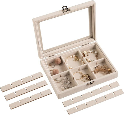 Frebeauty 24 Grid Earring Organizer, Small Velvet Jewelry Tray - Image 5