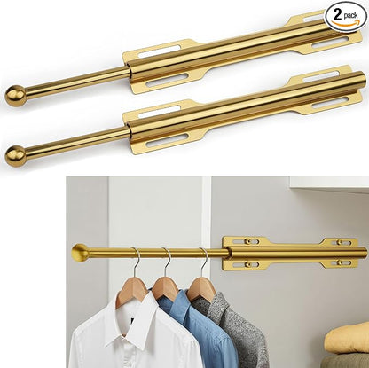 Pull-out Valet Rod for Closet 2 Pack, Brushed Gold by LOMILD