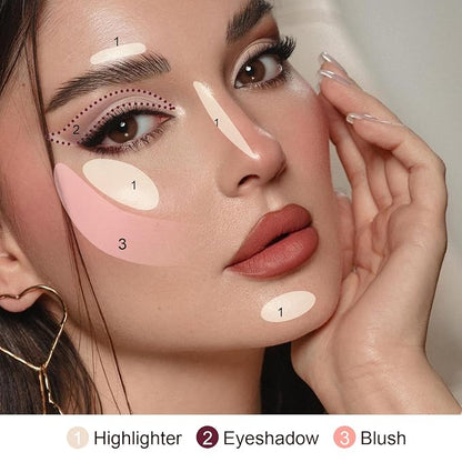 Color Nymph Face Makeup Palette, Glow & Matte Baked Trio Palettes -Highlighters - Image 5