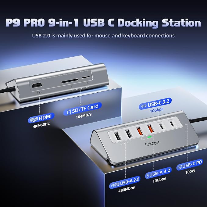 intpw USB C Hub, P9 PRO USB C Hub Multiport Adapter - Image 2