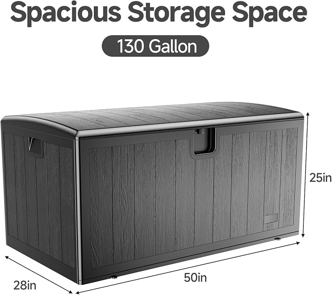 JEKO&JEKO 130 Gallon Outdoor Storage Box, Large Plastic Deck Box - Image 2