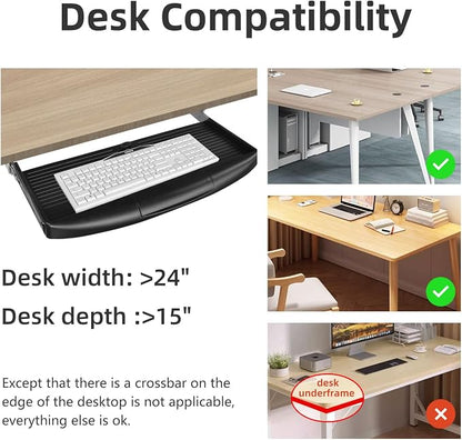 22"Wx11"D Under Desk Keyboard Tray Slide Out, Pull Out Keyboard Tray - Image 5