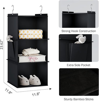 YOUDENOVA Hanging Closet Organizer, 3-Shelf Closet Hanging Storage Shelves - Image 3