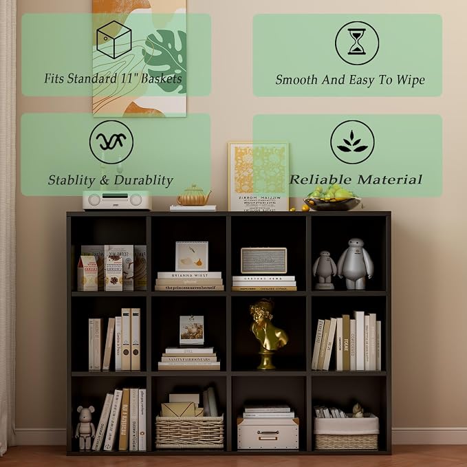 12-Cube Storage Shelf Bookcase - Image 4