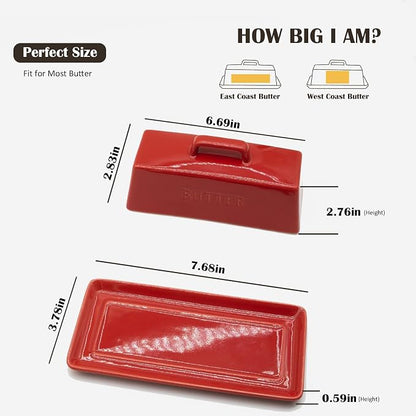 Ceramic Butter Dish With Lid for Countertop, Covered Butter Holder With Lid - Image 2