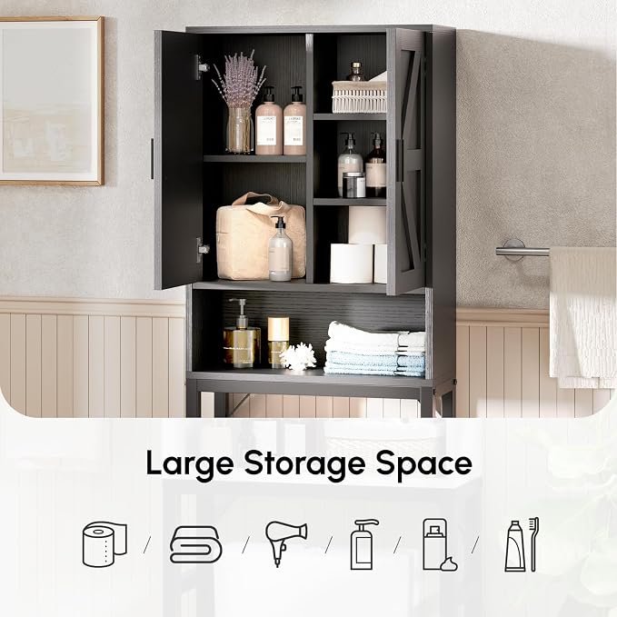 Black Over The Toilet Storage Cabinet - Image 6