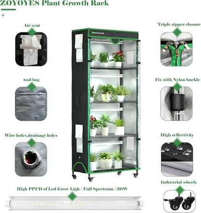 Indoor Greenhouse with Grow Light, Mini Greenhouse with Cover | 5-Tier Plant - Image 5