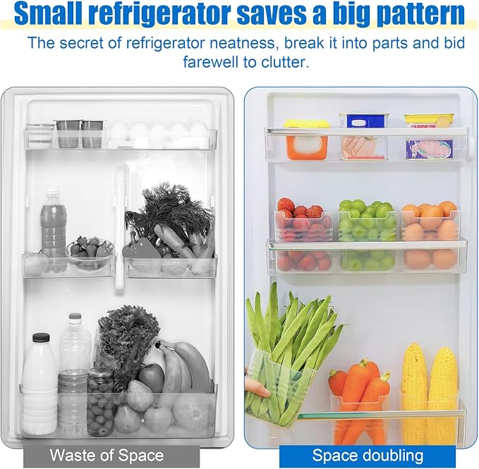 6 PCS Fridge Organizer Bins, Refrigerator Side Door Storage Box, Plastic Clear - Image 3