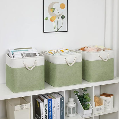 Bidtakay Cubby Storage Bins Set of 3 Fabric Baskets - Image 4