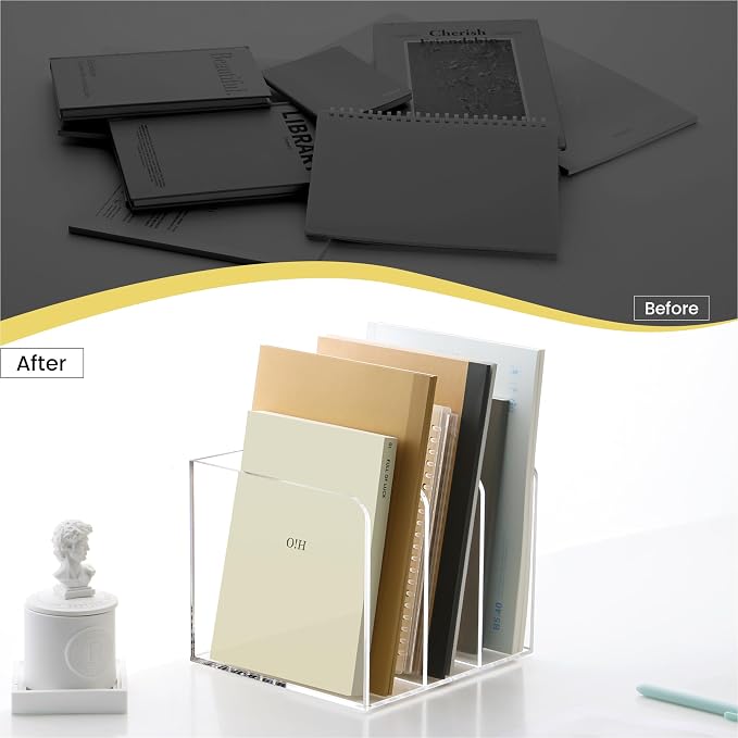 Acrylic Magazine Holder, Magazine File Holder Sorter Rack Workspace Organizers - Image 6