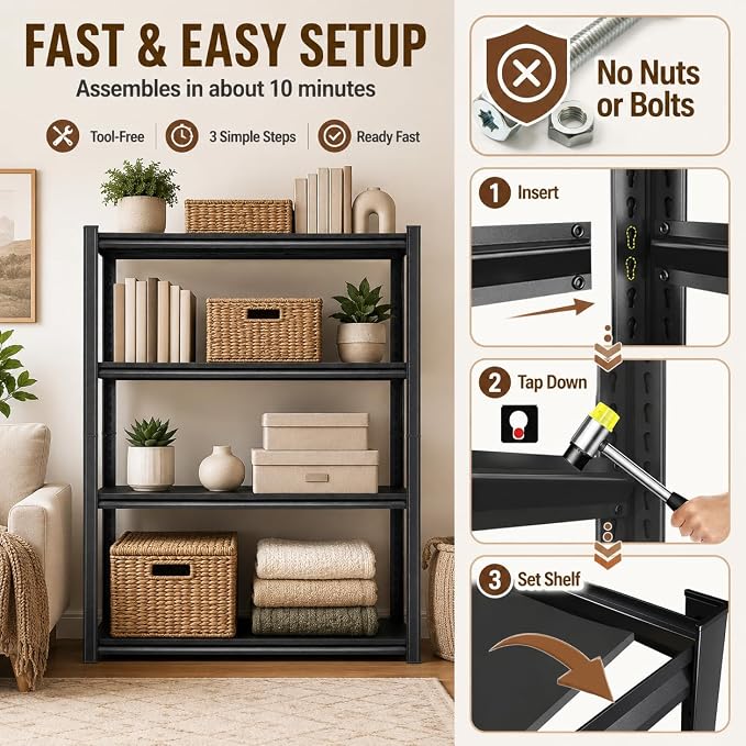 Heavy Duty Metal Bookshelf Adjustable Storage Shelving Unit - Image 8