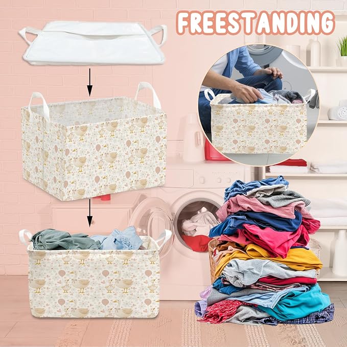 A New Silly Goose Storage Basket, Cute Waterproof Canvas Toy Storage Box - Image 4