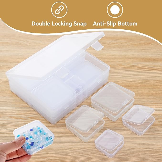 Goodma Small Bead Organizers, 78 Pieces Mixed Sizes Plastic Storage | Clear - Image 6