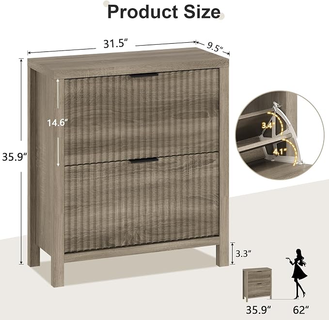 Fluted Shoe Cabinet Storage - Image 2
