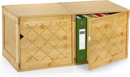 Fasmov Cube Storage Organizer, Bamboo Cube Bookshelf, Stackable Connect Storage - Image 4