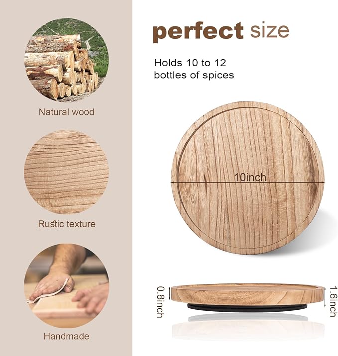 Wood Lazy Susan Organizer Kitchen Turntable - Image 6