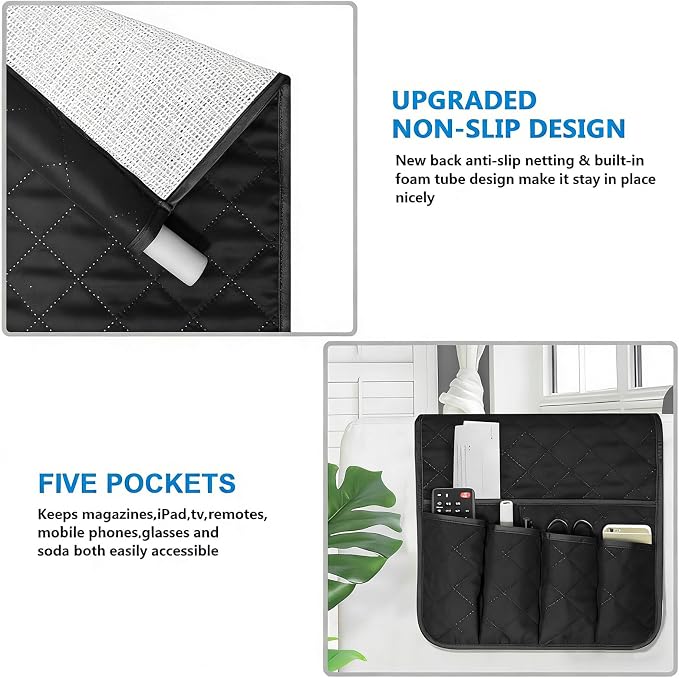 Sofa Armrest Organizer Non-Slip Arm Chair Bedside Caddy Storage Organizer - Image 2