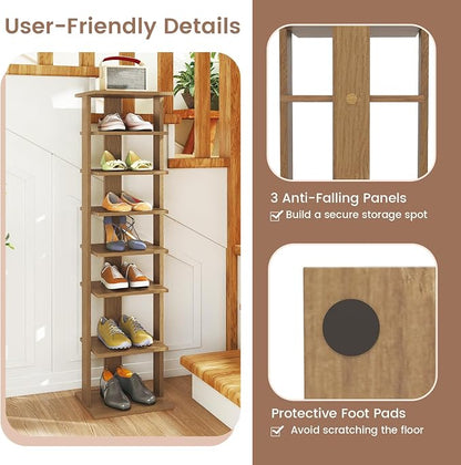 Tangkula 8-Tier Vertical Shoe Rack, Space-Saving Corner Shoe Organizer - Image 7