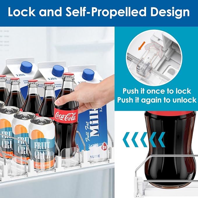 Drink Organizer for Fridge, Adjustable Width Soda Can Dispenser for - Image 6