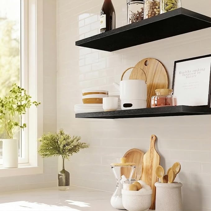 AMADA HOMEFURNISHING Floating Shelves Wall Mounted, 24 x 7 Inch Wall Shelves - Image 3