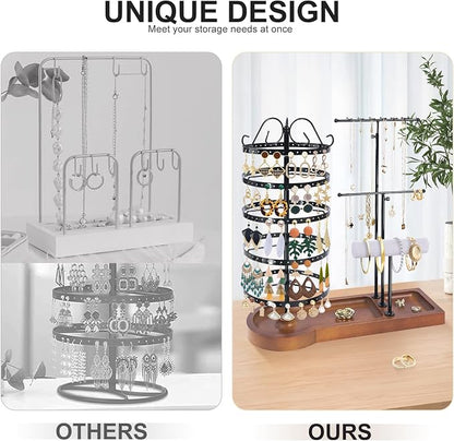 Jewelry Organizer Stand, Metal Rotating Earring Holder Organizer - Image 4