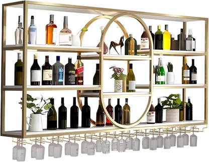 Large Wall Mount Wine Rack, Metal 4 Tier Large Capacity Hanging Bar Rack - Image 5
