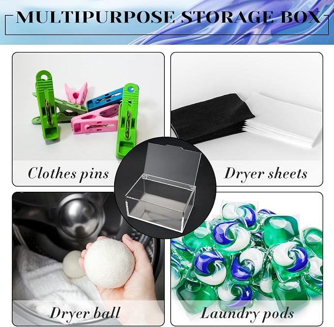 Maitys 2 Pcs Acrylic Laundry Dryer Sheet Holder Clear Dryer Sheets Dispenser - Image 5