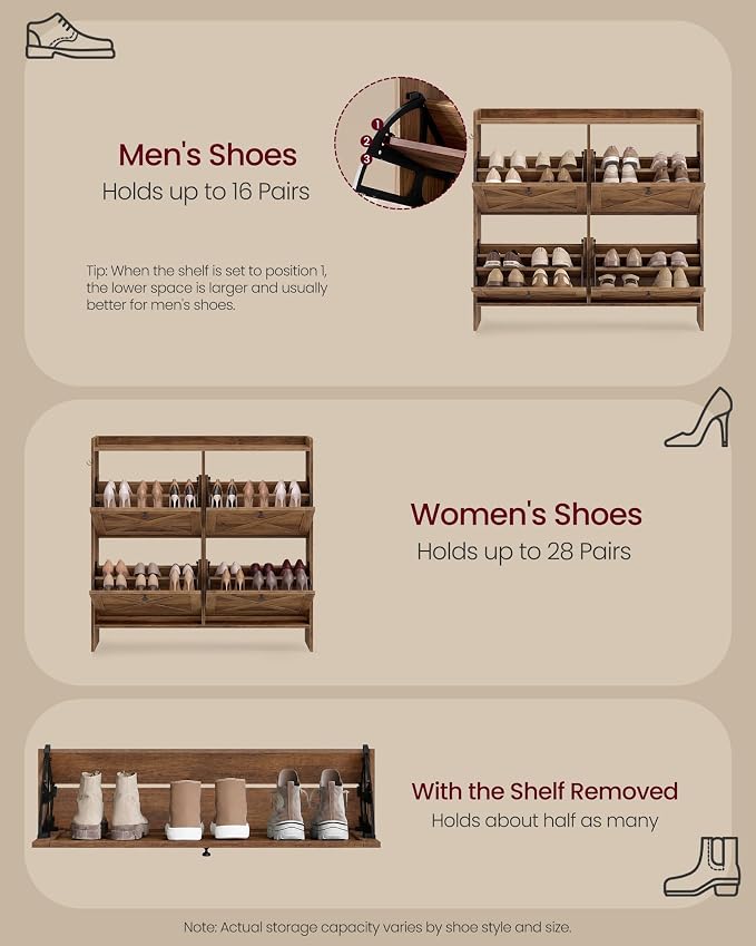 VASAGLE Shoe Storage Cabinet Organizer - Image 5