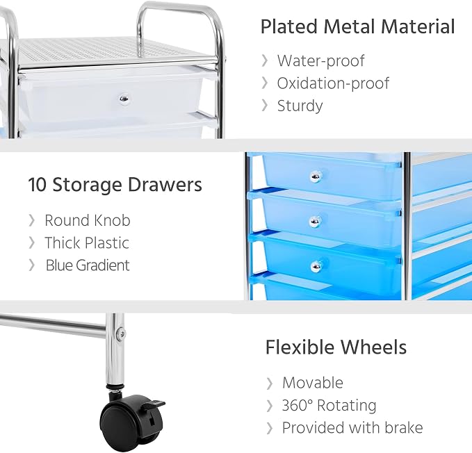Yaheetech Rolling Cart Organizer Plastic Trolley - Image 4