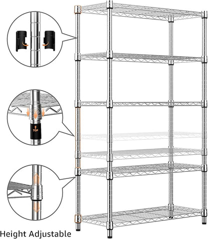 1250 lbs Steel Heavy Duty 5-Tier Utility Shelving Unit Steel Organizer Wire Rack - Image 5