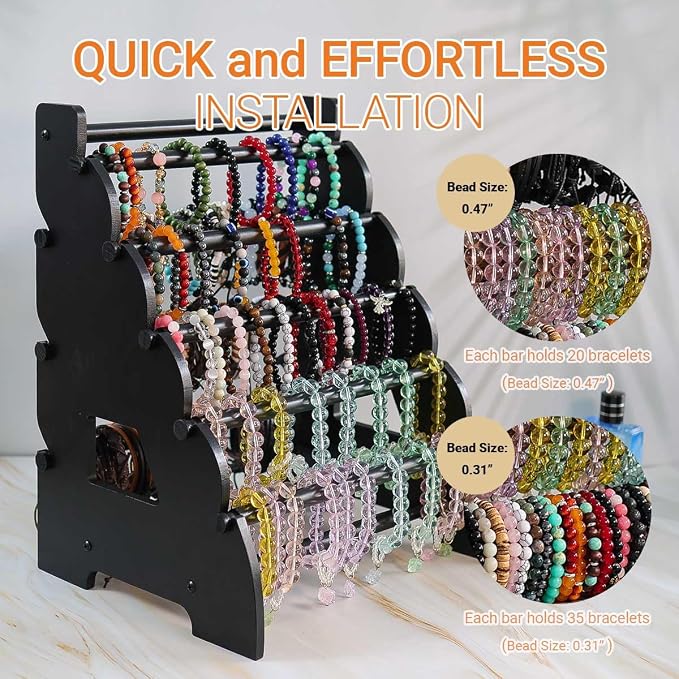 Wooden Bracelet Holder 8 Tier Jewelry Bracelet Display Stand, Portable Organizer - Image 4