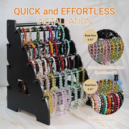 Wooden Bracelet Holder 8 Tier Jewelry Bracelet Display Stand, Portable Organizer - Image 4