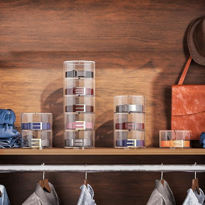 NIUBEE Belt Organizer, Acrylic 10 Layers Belt Case Storage Holder and Display - Image 4