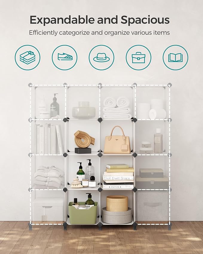 SONGMICS 6 Cube Storage Organizer, DIY Closet Shelf, Plastic Clothes Organizer - Image 5