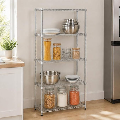 Honey-Can-Do 5-Tier Rolling Chrome Wire Shelf, 350 lb/Shelf, 750 lb total on - Image 2