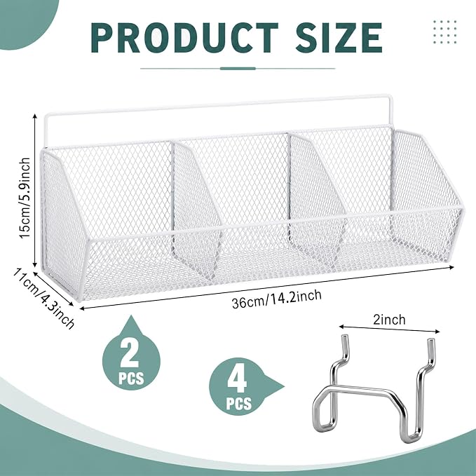 Hicarer 2 Pcs Divided Pegboard Baskets - Image 2