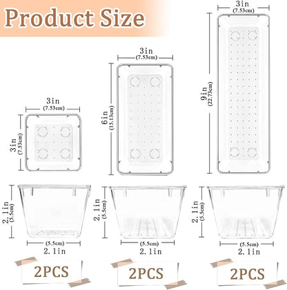 6 Pack Clear Drawer Organizer Set, Versatile Bathroom and Vanity Organizer Trays - Image 2