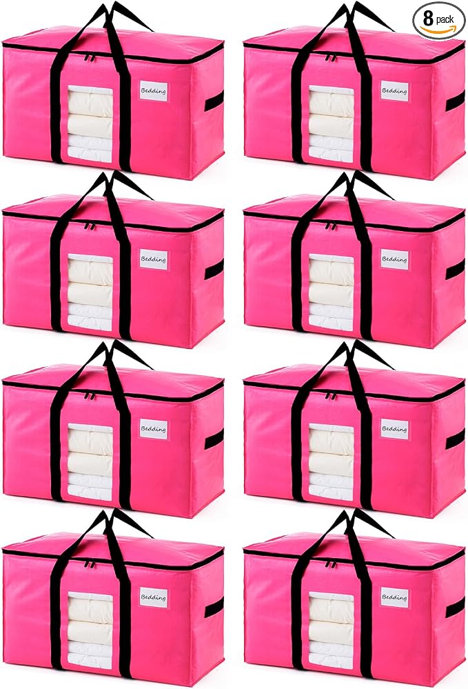 TAILI 8 Pack Pink Extra Large Moving Bags, Heavy Duty Totes by TAILI