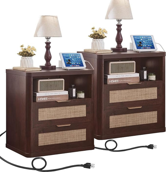 LEYAOYAO Rattan Nightstands Set of 2 by LEYAOYAO-Findtheshiningpointofyourideallife%EF%BC%81