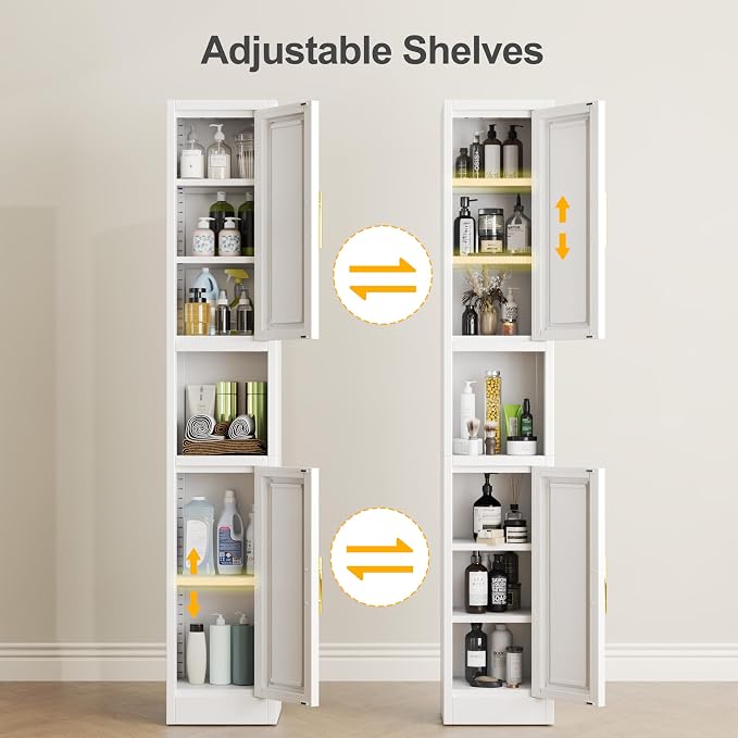Ckzbx Tall Narrow Storage Cabinet 66.93" H Tall Bathroom Cabinets Metal Pantry - Image 7