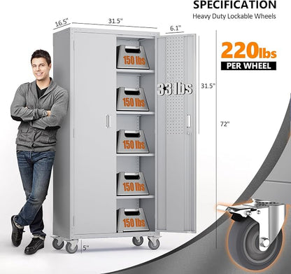 VINGLI 72'' Tall Garage Storage Cabinet, Metal Storage Cabinet - Image 3