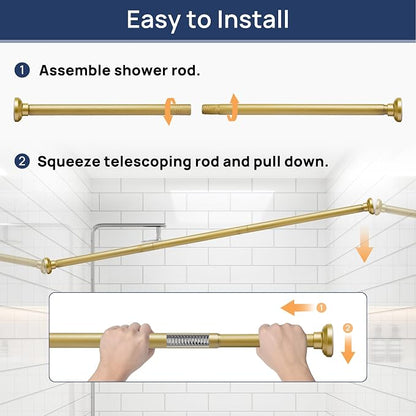 ENJOYBASICS 1" Gold Shower Curtain Rod, 30-64" Adjustable, Secure Tension | - Image 6