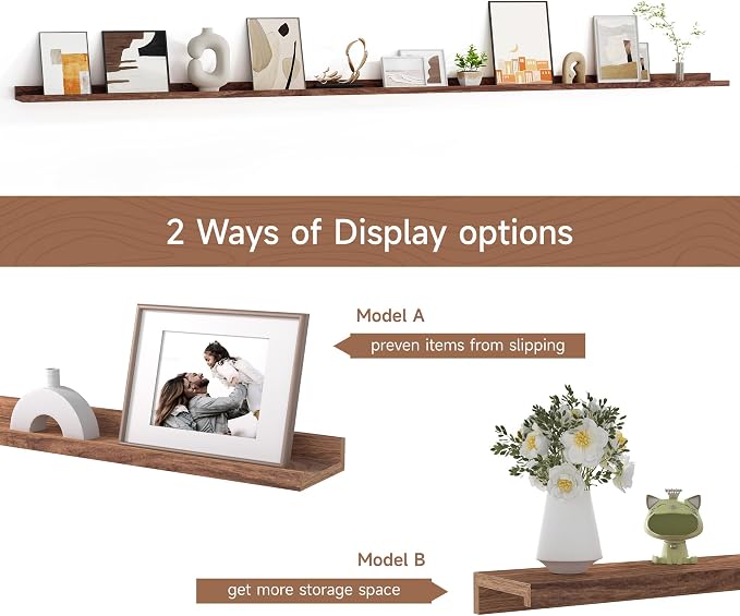 Floating Picture Ledge Shelves for Wall Set of 2, 95 Inches Picture Ledge Shelf - Image 6