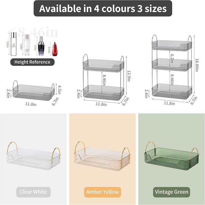 YCIA&DONE Bathroom Organizer Countertop, Makeup Storage, Skincare Cosmetic Tray - Image 5