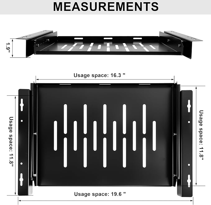 Under Desk Laptop Drawer with Air Vents, 16.3" x 12" Metal Pull Out Sliding - Image 2